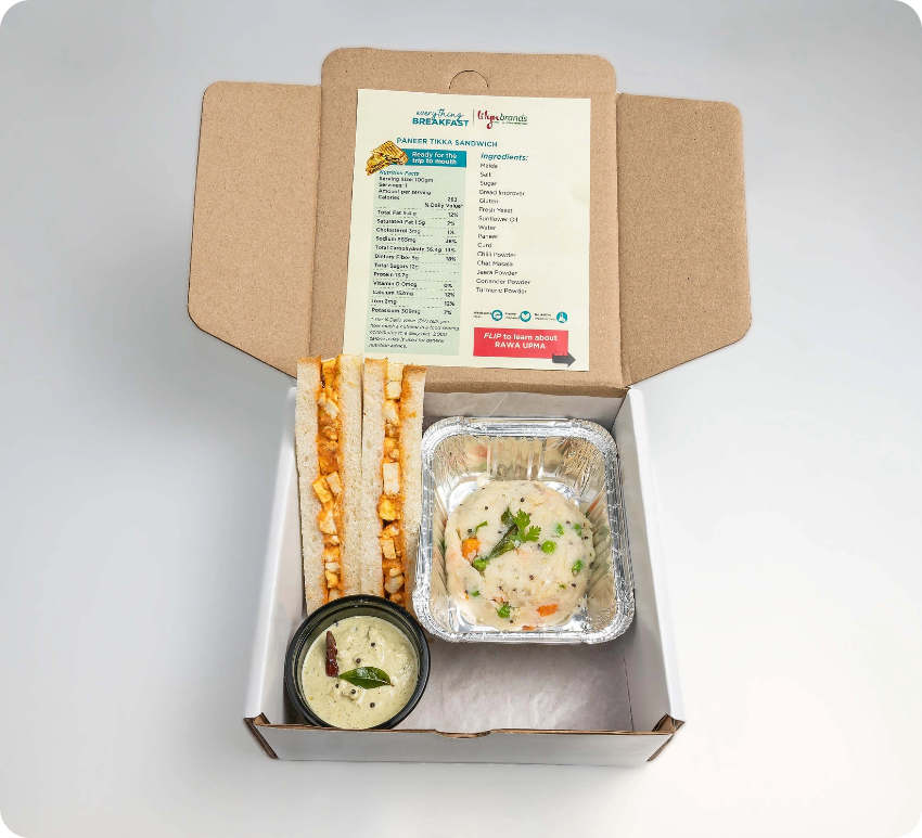 Rawa Upma and Paneer Sandwich